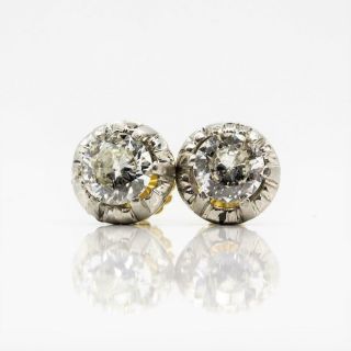 Antique Art Deco 18k & Platinum Old Mine Cut Diamonds Earrings