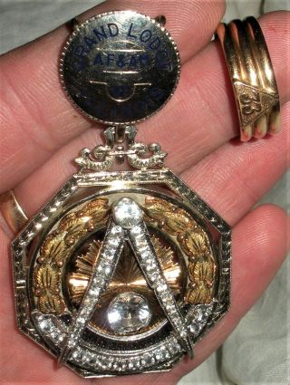 Antique 14k 1953 Chicago Illinois Grandlodge Master Mason 33rd Ring & Medal