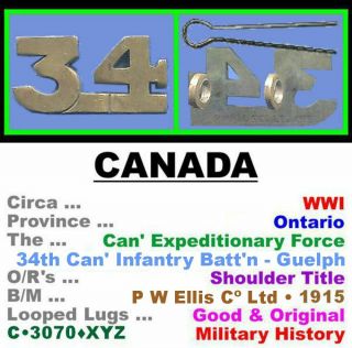 Shoulder Badges • Canada • 34th Can 