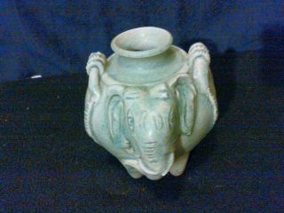 Little Celadon Crackled Finish Porcelain Elephant Vase 5  High
