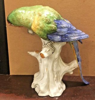 Karl Ens Volkstedt Antique 1918 hand painted porcelain parrot,  nut figure statue 8