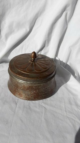 Antique Copper Hand Hammered Engraved Urn Pot With Lid Iran