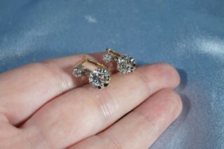 ANTIQUE FRENCH VICTORIAN 18K GOLD OLD EUROPEAN CUT DIAMOND EARRINGS 4