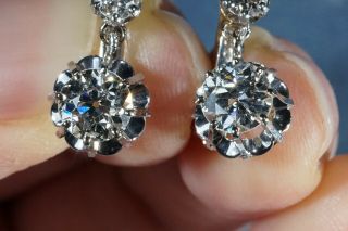 ANTIQUE FRENCH VICTORIAN 18K GOLD OLD EUROPEAN CUT DIAMOND EARRINGS 7