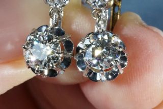 ANTIQUE FRENCH VICTORIAN 18K GOLD OLD EUROPEAN CUT DIAMOND EARRINGS 8