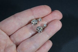 ANTIQUE FRENCH VICTORIAN 18K GOLD OLD EUROPEAN CUT DIAMOND EARRINGS 9