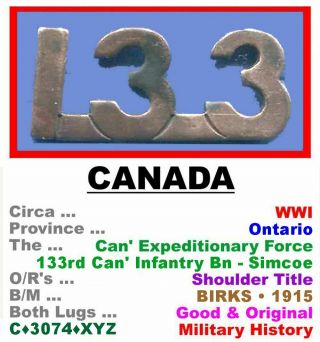 Shldr Badges • Canada • 133rd Can 