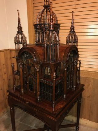 Antique Bird Cage Wood And Wire Victorian - Style