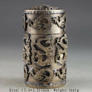 Vintage Armored Dragon Phoenix Chinese Copper Handwork Toothpick Box