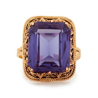 Antique Vintage Art Deco 18k 21k Gold Egyptian Corundum Alexandrite Ring Sz 8.  25 3