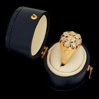 Antique Vintage Nouveau 18k Gold 2.  45 Ct Diamond Engagement Wedding Ring Sz 8.  25