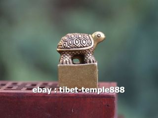3 Cm Chinese 100 Pure Bronze Copper Tortoise Turtle Two Parts Seal Signet Stamp