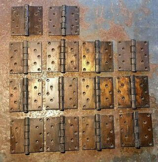 Old Vtg Antique Victorian Heavy Iron Door Hinges Hardware Architectural Salvage