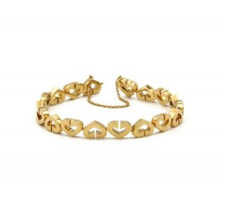 Stunning 18k Solid Gold Cartier C Heart Link Bracelet Ap 0311 2001 Nr 5839