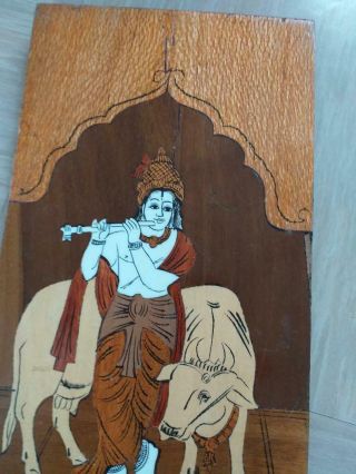 Vintage Inlaid Wooden Indian Picture