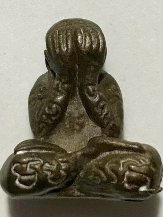 Phra Pidta Lp Kron Rare Old Thai Buddha Amulet Pendant Magic Ancient Idol 192