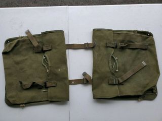 Near & Rare Ww2 Us Army Motorcycle Saddle Bags All