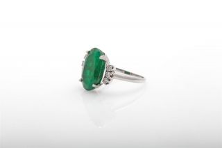 Antique 1930s DECO $10,  000 7ct Colombian Emerald Diamond Platinum Ring 2