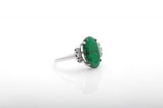 Antique 1930s DECO $10,  000 7ct Colombian Emerald Diamond Platinum Ring 3