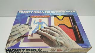 Vintage 1978 Tomy Mighty Men & Monster Maker Toy Stencil/drawing Kit