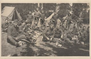 Wwi Rppc Photo 330th Ambulance Company 83rd Division Eating France 106