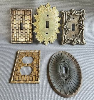5 Vintage Brass Switch And Outlet Covers 4 Switch Plates 1 Outlet Plates Brass