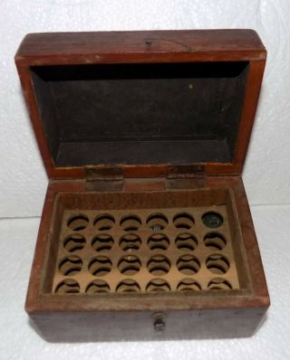 Vintage Wooden Box Chest Apothecary For Homeopathic Medicine Bottles C - 297