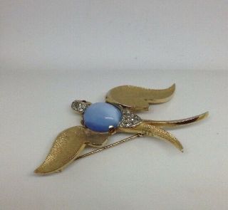 VINTAGE ALFRED PHILIPPE CROWN TRIFARI BLUE MOONSTONE JELLY BELLY 3 SPARROWS PINS 5