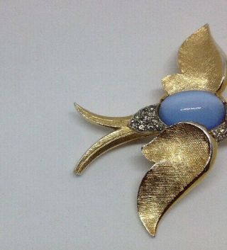 VINTAGE ALFRED PHILIPPE CROWN TRIFARI BLUE MOONSTONE JELLY BELLY 3 SPARROWS PINS 6