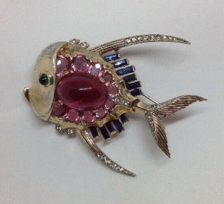 Rare TRIFARI Alfred Philippe Jelly Belly Sterling Angel Fish Pin 2