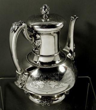 Tiffany Sterling Silver Coffee Pot C1870 Moorish Ivy Pattern