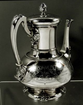 Tiffany Sterling Silver Coffee Pot c1870 Moorish Ivy Pattern 2