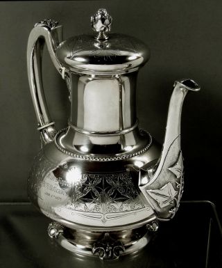Tiffany Sterling Silver Coffee Pot c1870 Moorish Ivy Pattern 3