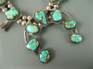 Old Pawn Navajo Sterling Pilot Mountain Turquoise Squash Blossom Necklace 12