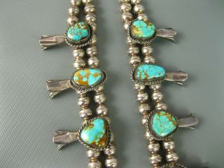 Old Pawn Navajo Sterling Pilot Mountain Turquoise Squash Blossom Necklace 6