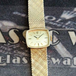 1960s Solid 9k Gold Ladies Rolex Precision Bracelet Watch In Order