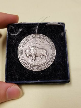Rare Department Of The Interior Meritorious Service Medal Silver Indian Affairs