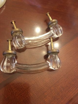 Glass Cabinet Pulls Drawer Handles Vintage Set Of 2