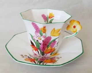 Vintage Melba Flower Handle English Cup And Saucer