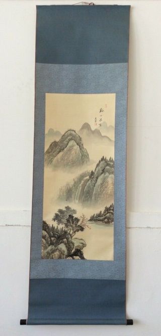 掛軸japan Japanese Hanging Scroll Landscape View Sansui [b271]