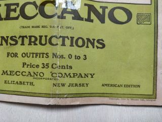 Vintage 1926 Meccano Instructions For Outfits Nos.  0 to 3 Book No.  56A 2