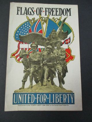 Flags Of Freedom Ww I Fourth Liberty Loan Rare Promotional Item