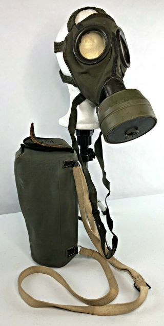 German Wehrmacht Wwii Gm - 30 Canvas Gas Mask,  Filter,  Bag - Vtg Ww2 Draeger