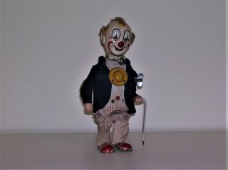 Vintage Wind - Up Toy Clown Made In Japan Clothes Key Wound Too Tight