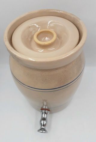 1 Gallon Stoneware Crock Water Cooler With Lid Vintage 3