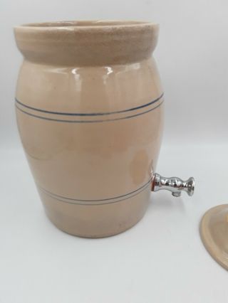 1 Gallon Stoneware Crock Water Cooler With Lid Vintage 7