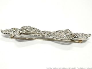 3ctw Fine Old Cut Diamond Platinum Filigree Pin Antique Art Deco Bow Tie Ribbon 4
