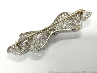3ctw Fine Old Cut Diamond Platinum Filigree Pin Antique Art Deco Bow Tie Ribbon 5