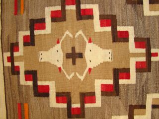 Antique Pictorial Navajo Rug Steer Heads Crosses Large 45X72 4