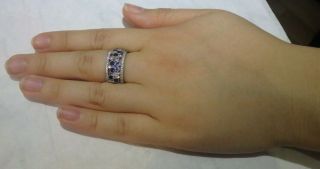 Tiffany & Co.  Platinum,  diamond and blue Sapphire Cobblestone band ring size 5.  5 5